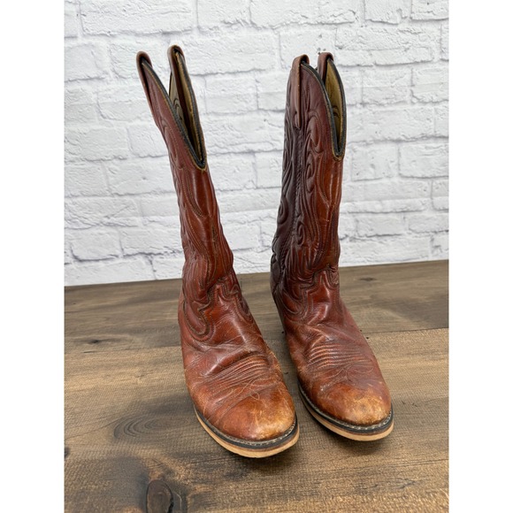 Dingo Mens Leather Western Cowboy Boots Brown Size 9 D Boho Festival Rodeo - Picture 4 of 11